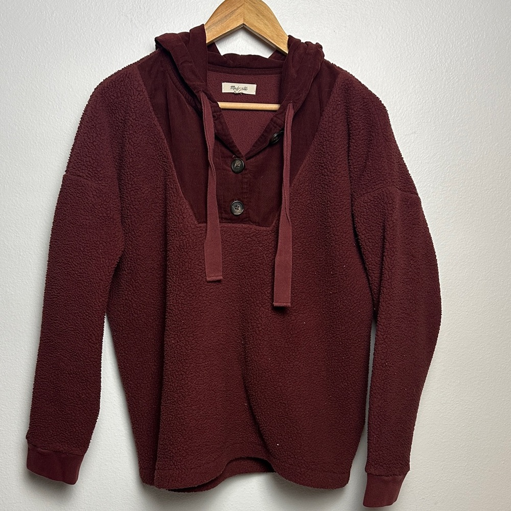 Madewell Brown Teddy Pullover Hoodie Small